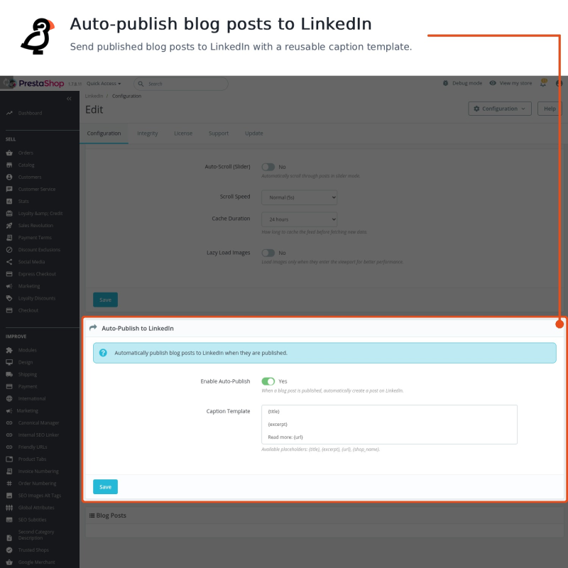 Option to auto-publish new blog posts to LinkedIn