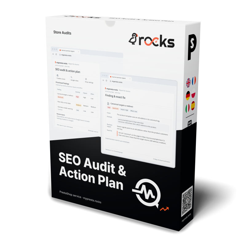 Un audit SEO PrestaShop completo su indicizzabilità, dati strutturati, link e contenuti