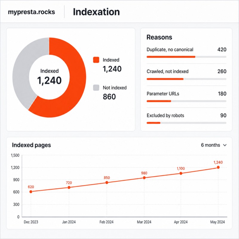 Analisi dell'indicizzazione che confronta pagine indicizzate ed escluse