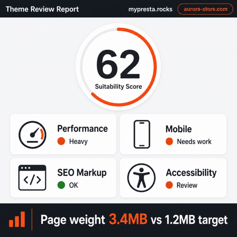 Le tableau de bord de revue de thème montrant un score d'adéquation