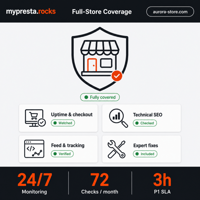 Cobertura total desde el uptime y la compra hasta el SEO técnico y arreglos
