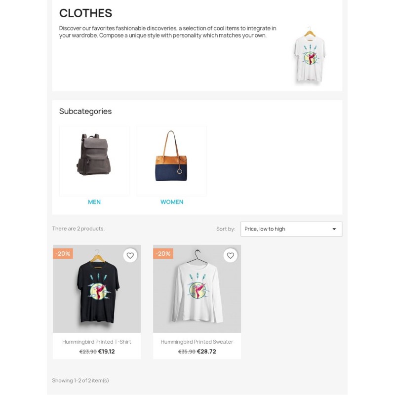 Storefront category showing the rule-set default sort that a shopper can still change