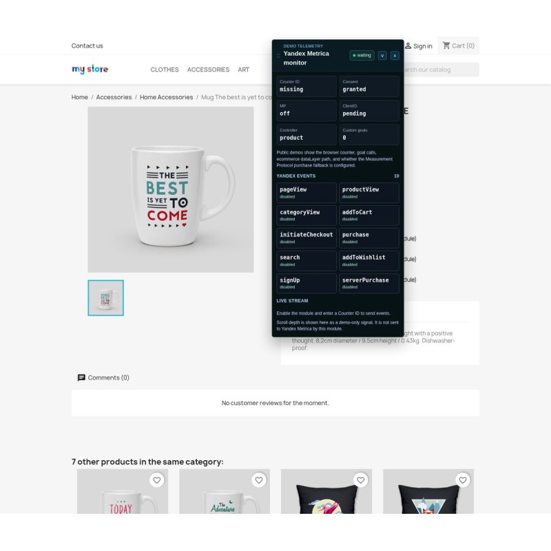 PrestaShop Yandex Metrica Module - Niestandardowe cele Yandex