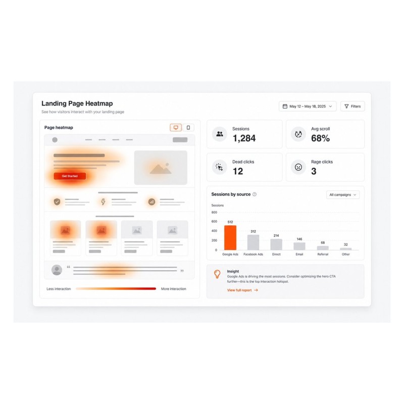See where shoppers click and scroll with Microsoft Clarity heatmaps and session insights