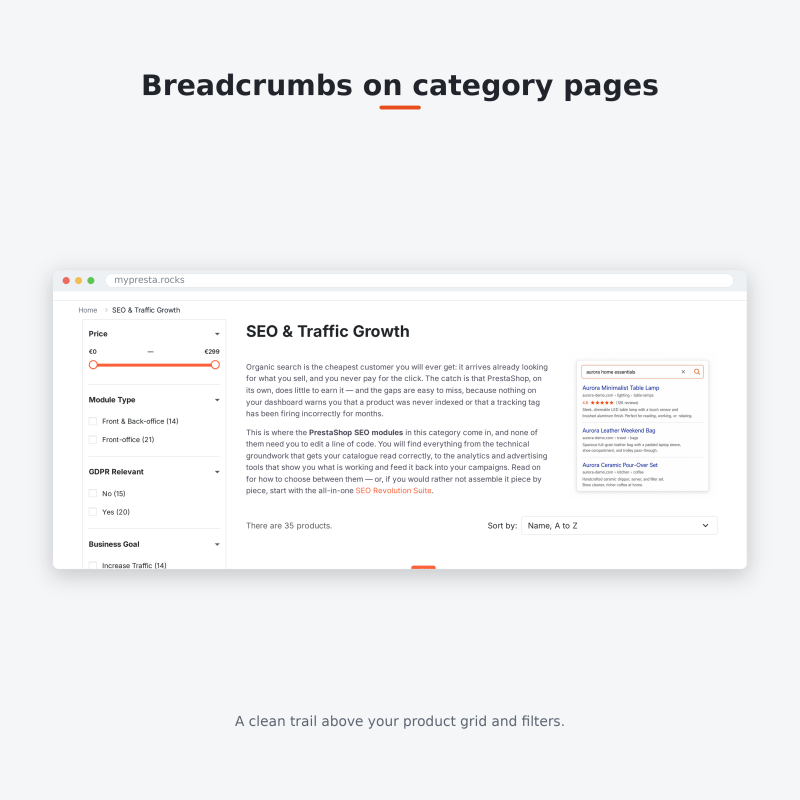 Breadcrumbs on category pages