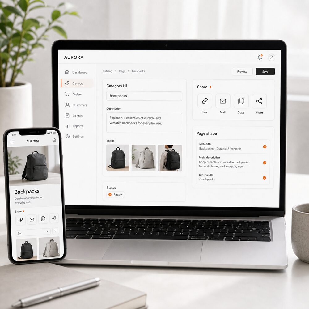 modules gratuits Custom Category H1 et partage social pour PrestaShop