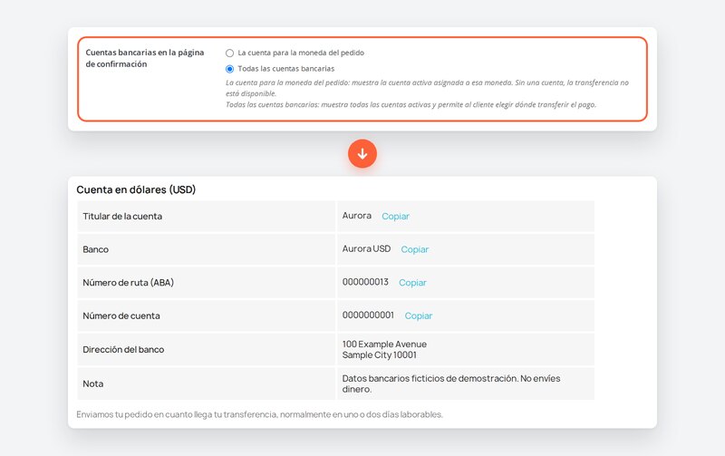 Ajuste de todas las cuentas sobre la cuenta USD adicional de un pedido EUR.