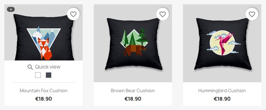 Category listing with a video badge and a self-hosted product preview