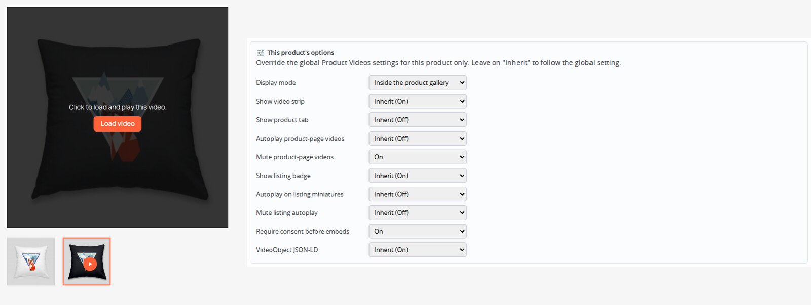Video consent prompt and the product settings that control playback and consent
