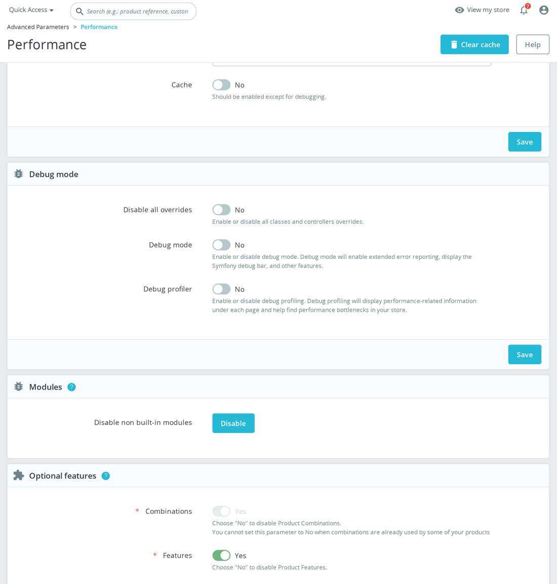 Performance page Disable all overrides toggle