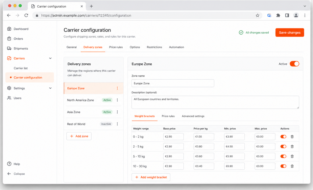 Configurar módulos de transportista en PrestaShop: guía paso a paso
