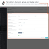 Éditeur de palier pour définir la remise, le groupe et la couleur du badge