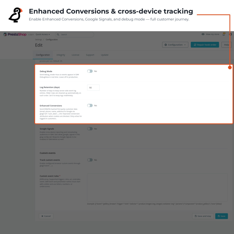 Réglages des conversions améliorées et du suivi multi-appareils