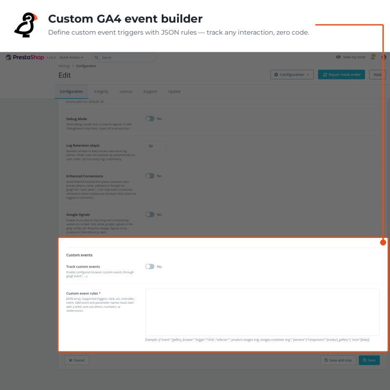 Constructeur pour créer des événements GA4 personnalisés