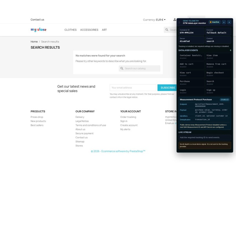Google Tag Manager for PrestaShop - GTM Events - Zdarzenia wyszukiwania i logowania w GTM
