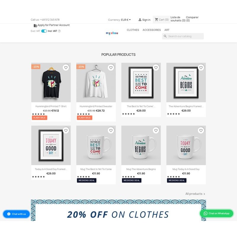 El botón de chat de Freshchat activo en la tienda PrestaShop