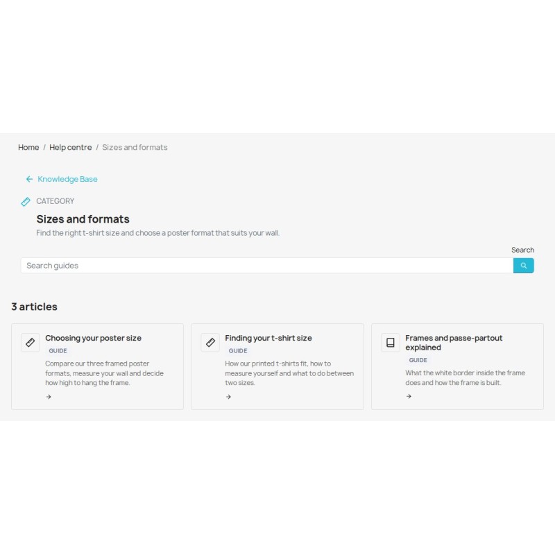 Knowledge-base category page with an introduction and its published guides