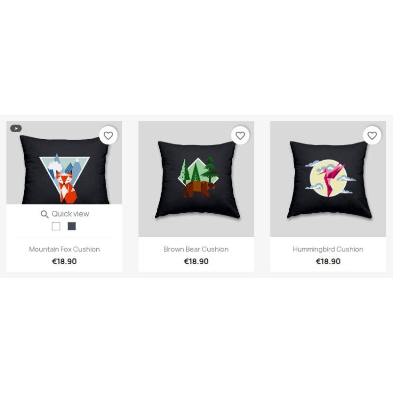 Category listing with a video badge and a self-hosted product preview